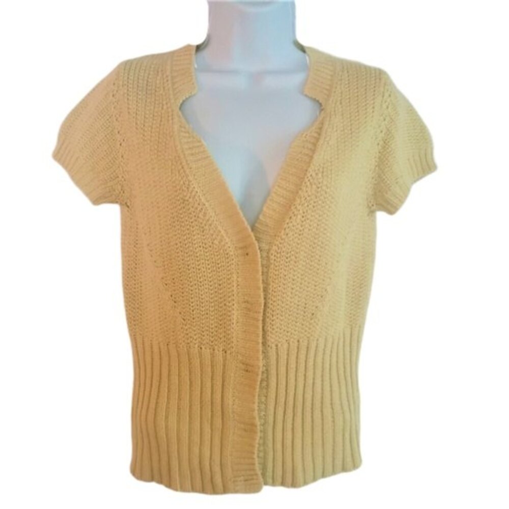 Calvin Klein Short Sleeve V-Neck Knit Sweater Wheat Color Size S